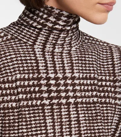 Norma Kamali Prince Of Wales Check Turtleneck Top In Brown