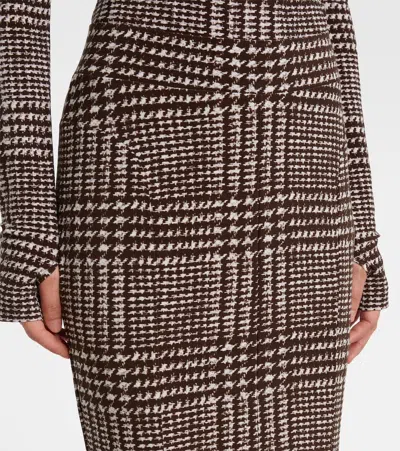Norma Kamali Prince Of Wales Check Maxi Skirt In Brown