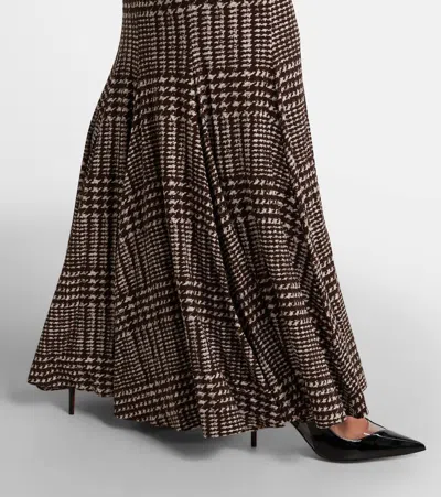 Norma Kamali Prince Of Wales Check Maxi Skirt In Brown