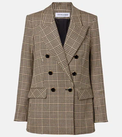 Veronica Beard Rhys Houndstooth Double-breasted Blazer In Brown