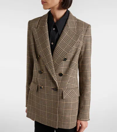 Veronica Beard Rhys Houndstooth Double-breasted Blazer In Brown