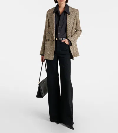 Veronica Beard Rhys Houndstooth Double-breasted Blazer In Brown