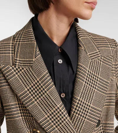 Veronica Beard Rhys Houndstooth Double-breasted Blazer In Brown