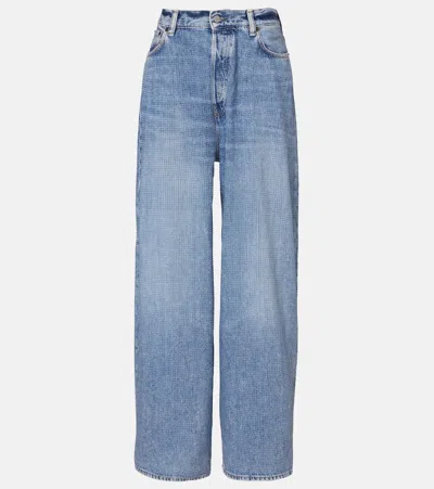 Acne Studios 2023 Crystal-embellished Low-rise Wide-leg Jeans In Blue