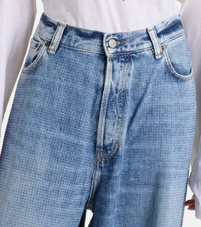 Acne Studios 2023 Crystal-embellished Low-rise Wide-leg Jeans In Blue