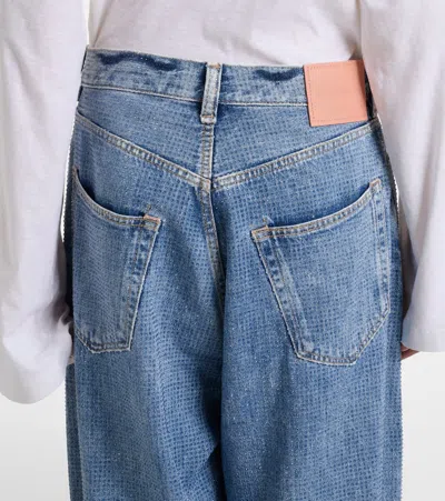 Acne Studios 2023 Crystal-embellished Low-rise Wide-leg Jeans In Blue
