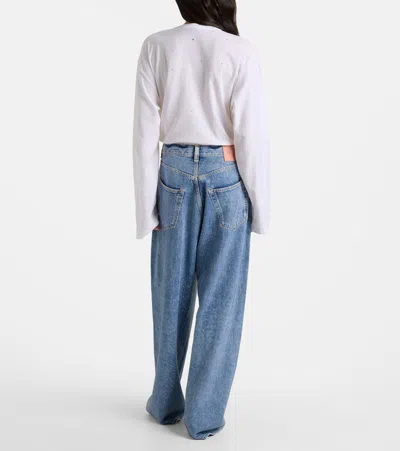 Acne Studios 2023 Crystal-embellished Low-rise Wide-leg Jeans In Blue