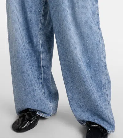 Acne Studios 2023 Crystal-embellished Low-rise Wide-leg Jeans In Blue