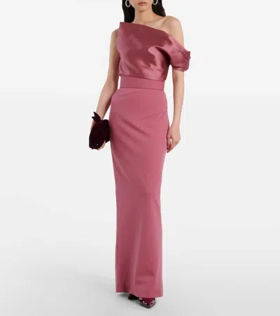 Solace London Magda Asymmetric Gown In Pink
