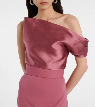 Solace London Magda Asymmetric Gown In Pink