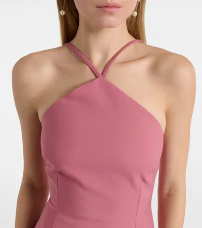 Solace London Florie Satin-trimmed Halterneck Gown In Pink
