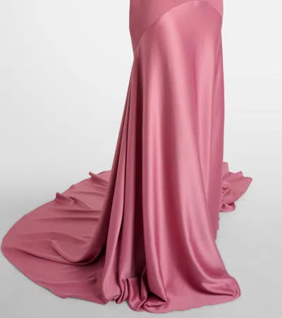 Solace London Florie Satin-trimmed Halterneck Gown In Pink