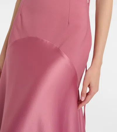 Solace London Florie Satin-trimmed Halterneck Gown In Pink