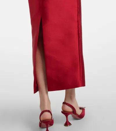 Solace London Mirla Off-shoulder Satin Cocktail Dress In Red
