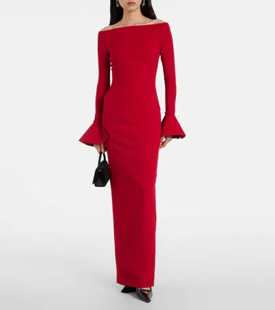 Solace London Anica Off-shoulder Gown In Red