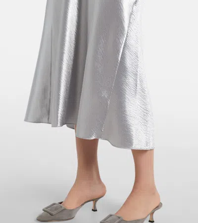 Tory Burch Satin Midi Skirt In Green