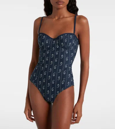 Tory Burch Balconette Swimsuit In Blue