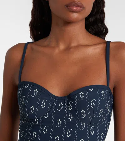Tory Burch Balconette Swimsuit In Blue