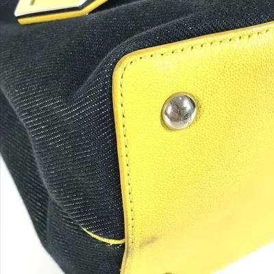 Pre-owned Fendi Blue Yellow Denim Handbag Tote Bag () In Multi