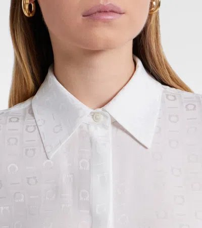 Ferragamo Gancini Silk Crêpe Shirt In Yellow