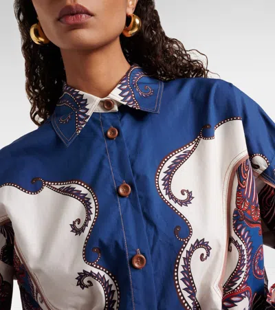 Farm Rio Arabesque Scarf Printed Cotton Shirt In Multi