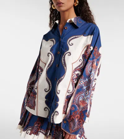Farm Rio Arabesque Scarf Printed Cotton Shirt In Multi
