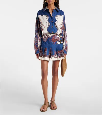 Farm Rio Arabesque Scarf Printed Cotton Shirt In Multi