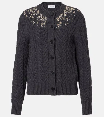 Alexander Mcqueen Embellished Wool And Cashmere Cardigan In Black