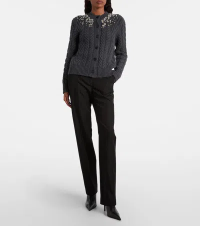 Alexander Mcqueen Embellished Wool And Cashmere Cardigan In Black