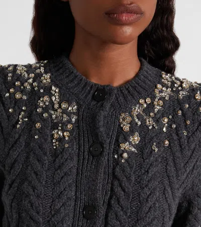 Alexander Mcqueen Embellished Wool And Cashmere Cardigan In Black