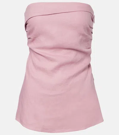 Faithfull Caen Strapless Linen Top In Pink