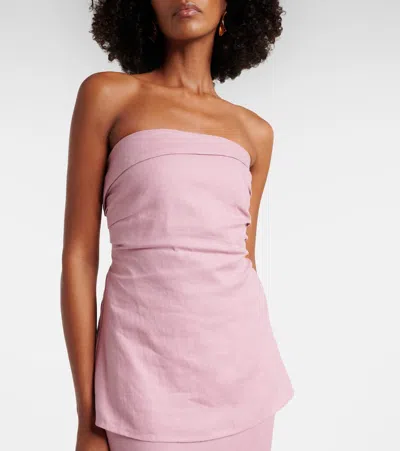 Faithfull Caen Strapless Linen Top In Pink