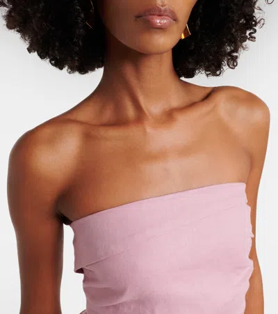 Faithfull Caen Strapless Linen Top In Pink