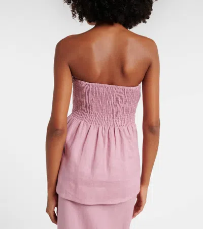 Faithfull Caen Strapless Linen Top In Pink