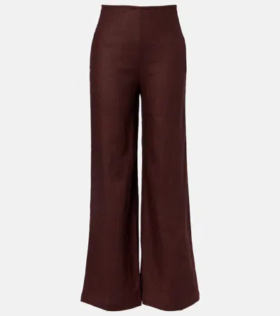 Faithfull Syna Linen Wide-leg Pants In Brown