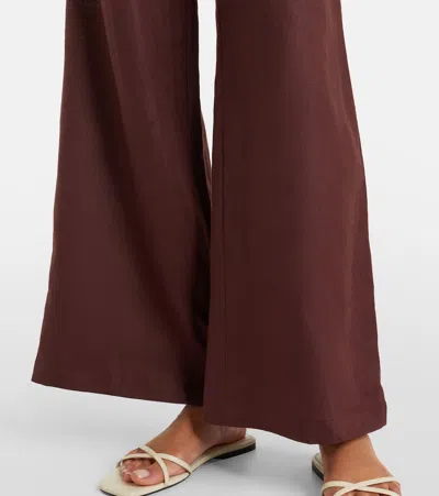 Faithfull Syna Linen Wide-leg Pants In Brown