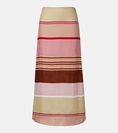 Faithfull Martina Striped Linen Maxi Skirt In Multi