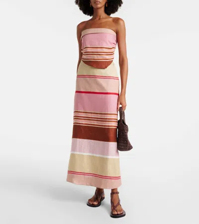 Faithfull Martina Striped Linen Maxi Skirt In Multi