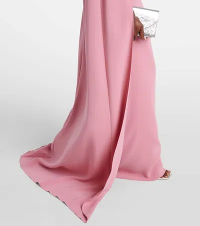 Oscar De La Renta Caped Silk-blend Georgette Gown In Pink