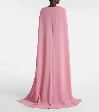 Oscar De La Renta Caped Silk-blend Georgette Gown In Pink