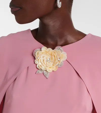 Oscar De La Renta Caped Silk-blend Georgette Gown In Pink