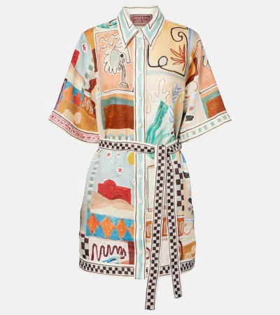 Alemais Alémais X Lrnce Michelle Printed Linen Shirt Dress In Multi