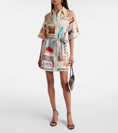 Alemais Alémais X Lrnce Michelle Printed Linen Shirt Dress In Multi