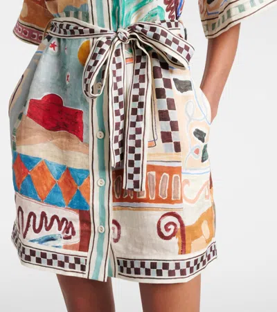 Alemais Alémais X Lrnce Michelle Printed Linen Shirt Dress In Multi