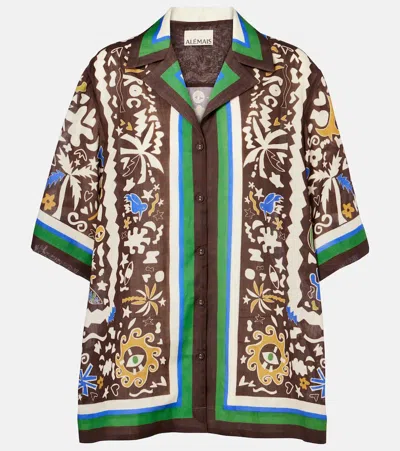 Alemais Maroc Oversized Printed Ramie Shirt In Multi
