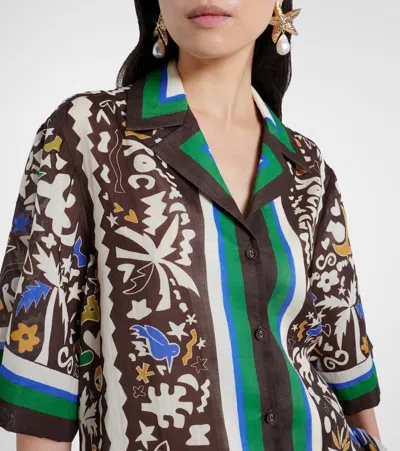 Alemais Maroc Oversized Printed Ramie Shirt In Multi
