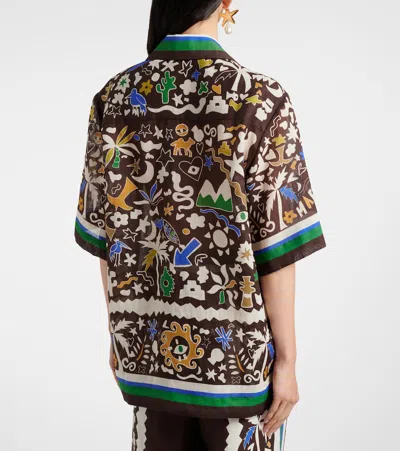 Alemais Maroc Oversized Printed Ramie Shirt In Multi
