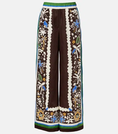 Alemais Printed Linen Wide-leg Pants In Multi