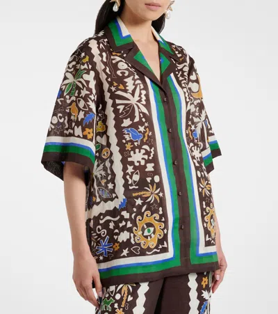 Alemais Maroc Oversized Printed Ramie Shirt In Multi