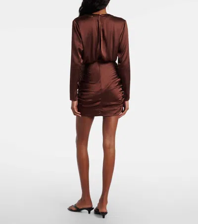 Poupette St Barth Ruffled Satin Minidress In Brown
